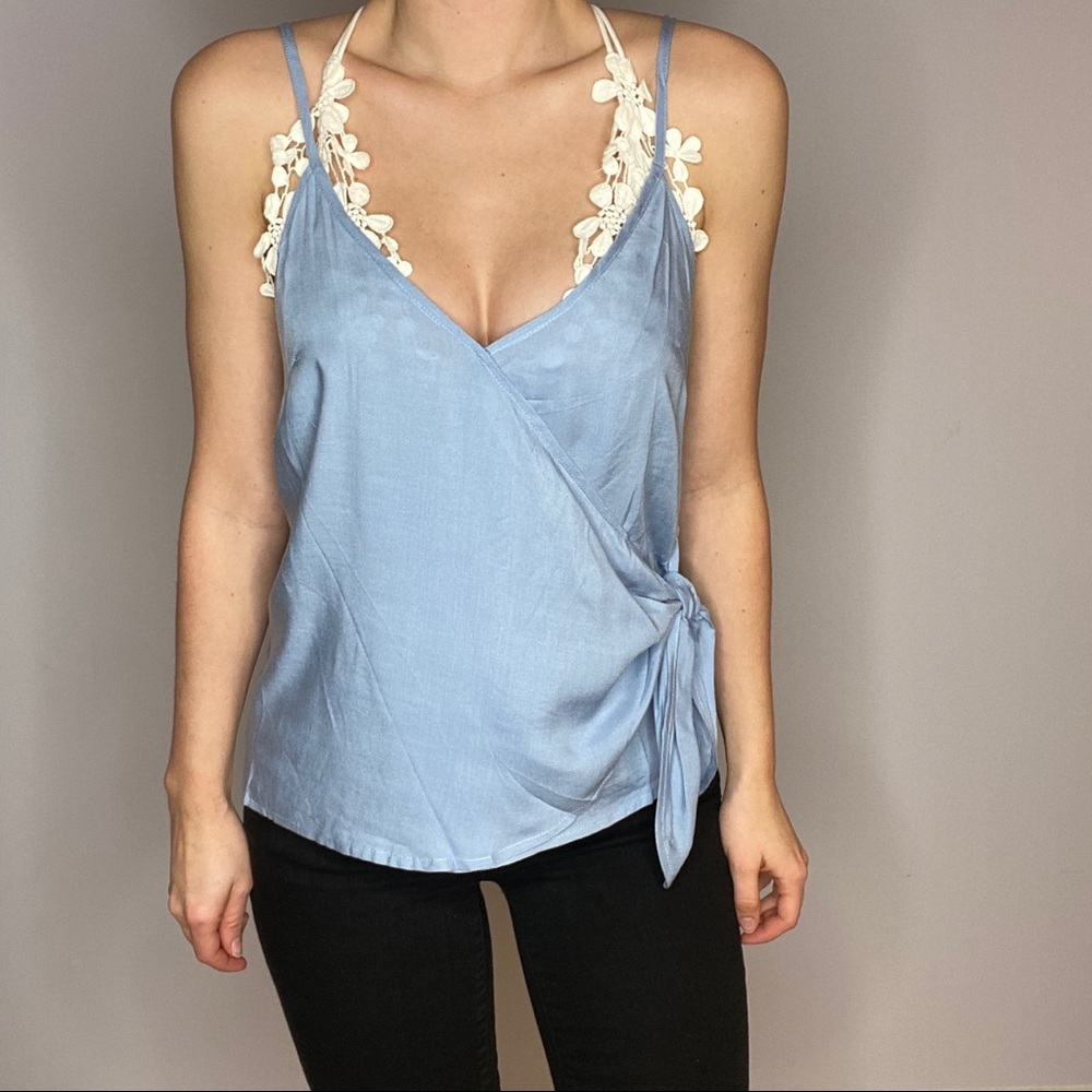 LAST ONE!!! Light Blue Cami Top with Tie - Picture 1 of 6